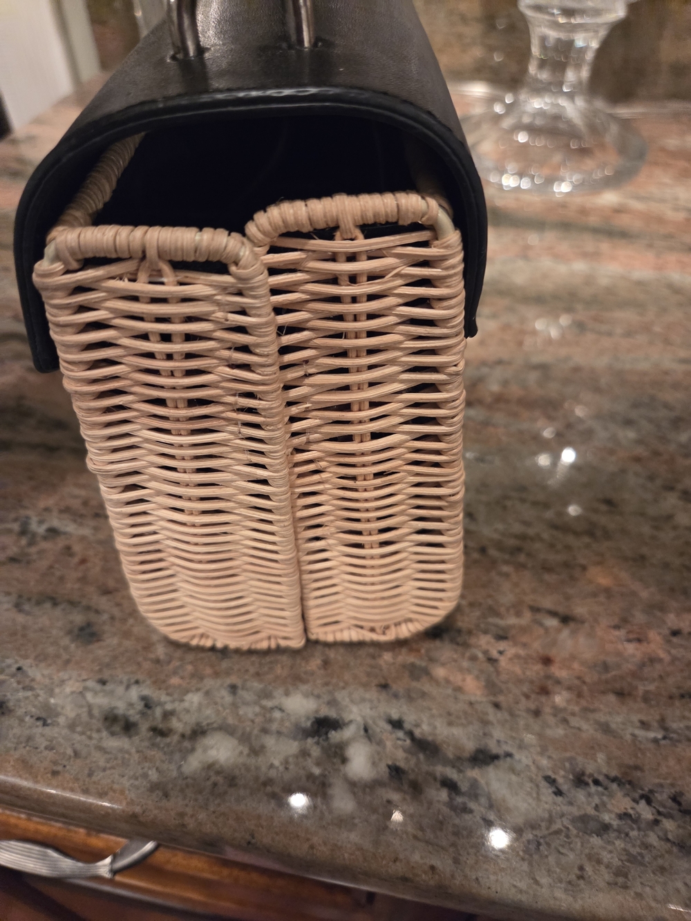 Calvin Klein Black Top-Handle Woven Crossbody Bag - Picture 6 of 7